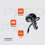 شارژر ماشین جمع شونده با کابل های تاشو نوع C - مشکی - برند پرودو Porodo - تصویر 9
