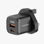 شارژر سریع PD 20W USB QC3.0 انگلستان با کابل C به L - مشکی - برند پرودو Porodo - تصویر 5