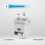 شارژر دو پورت GAN PD35W با کابل جمع شونده - سفید - برند پاورولوژی Powerology - تصویر 6