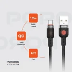 آلوم. کابل بافته آلیاژی USB TO TYPE-C 1.2M - مشکی - برند پرودو Porodo - تصویر 18