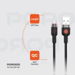 آلوم. کابل بافته آلیاژی USB TO MICRO 1.2M - مشکی - برند پرودو Porodo - تصویر 4