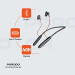 SOUNDTEC MAGNETIC INR WIRELESS NECKBAND - مشکی - برند پرودو Porodo - تصویر 14