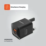 شارژر بریتانیایی PD+QC 20W - مشکی - برند پرودو Porodo - تصویر 9