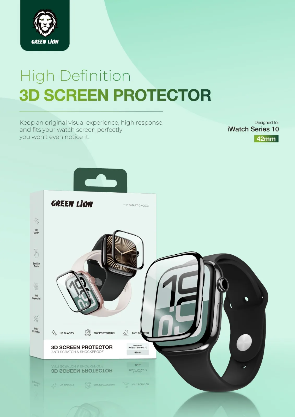 محافظ صفحه نمایش سه بعدی برای اپل واچ 42 میلی متری - CLEAR - برند گرین لاین Green lion محافظ صفحه نمایش سه بعدی برای اپل واچ 42 میلی متری - CLEAR - برند گرین لاین Green lion - تصویر 1