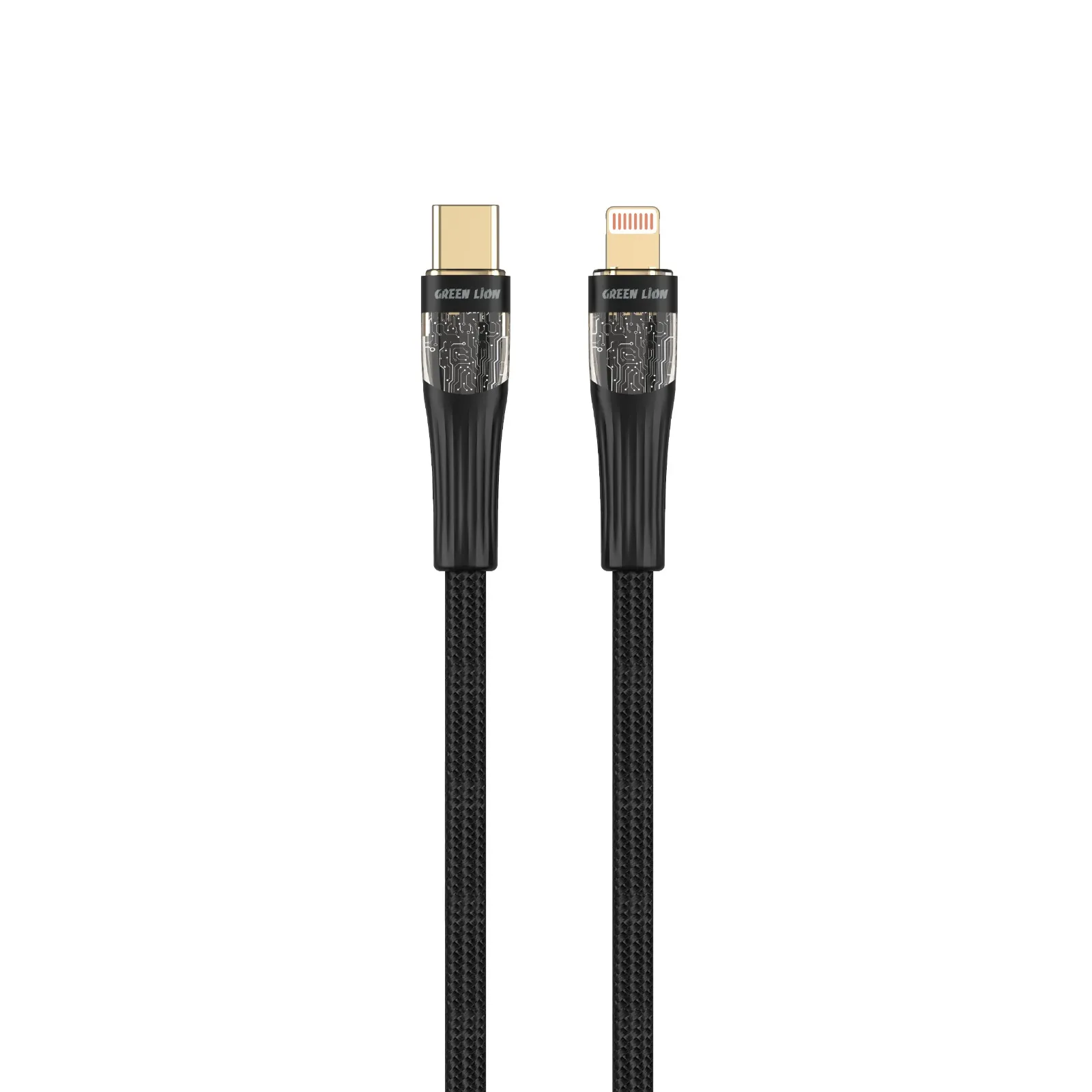 GREEN LION TRANSPARENT CABLE USB-C TO LIGHTNING 18W 1M - BLACK کابل شفاف USB-C به LIGHTNING 18W 1M - سیاه - برند گرین لاین Green lion - تصویر 1