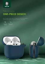 کیف سیلیکونی سری BERLIN برای AIRPODS 4 - آبی - برند گرین لاین Green lion - تصویر 2