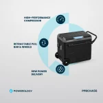 یخچال قابل حمل 60 لیتری با محفظه دوگانه و ترولی - خاکستری - برند پاورولوژی Powerology - تصویر 11