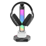 پایه هدفون RGB، شارژ بی سیم و هاب USB-C با لامپ صفحه نمایش 5 وات-مشکی - برند پرودو گیمینگ Porodo gaming - تصویر 5