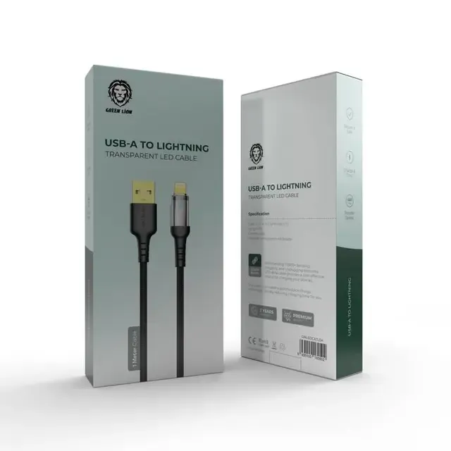 کابل LED شفاف USB به لایتنینگ - سیاه - برند گرین لاین Green lion کابل LED شفاف USB به لایتنینگ - سیاه - برند گرین لاین Green lion - تصویر 1