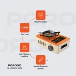 اجاق گاز مشعل قابل حمل LIFETSYLE 3200W - نارنجی/بژ - برند پرودو Porodo - تصویر 9