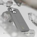 کیف سیلیکونی MORPHIX با دستگیره چرمی برای iPhone 16 PRO MAX- GRAY - برند لِوِلو Levelo - تصویر 5
