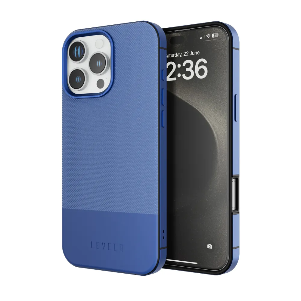کیف چرمی CUIR TWO TONE برای iPhone 16 PRO MAX- BLUE - برند لِوِلو Levelo کیف چرمی CUIR TWO TONE برای iPhone 16 PRO MAX- BLUE - برند لِوِلو Levelo - تصویر 1
