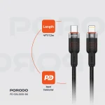 آلوم. کابل بافته آلیاژی TYPE-C به LIGHTNING 30W 1.2M - BLACK - برند پرودو Porodo - تصویر 5