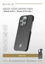 SERGEI 1500D ARAMID FIBER CASE برای آیفون 15 PRO MAX - مشکی - برند لِوِلو Levelo - تصویر 12