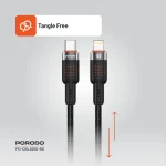 آلوم. کابل بافته آلیاژی TYPE-C به LIGHTNING 30W 1.2M - BLACK - برند پرودو Porodo - تصویر 10