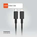 کابل پی وی سی نوع C تا لایتنینگ 1.2M - مشکی - برند پرودو Porodo - تصویر 11