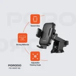 پایه تلفن یونیورسال گیره قابل تنظیم تلفن ماشین - مشکی - برند پرودو Porodo - تصویر 9