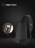 کیسه PU SLING مقاوم در برابر آب با پورت USB-C - مشکی - برند پرودو گیمینگ Porodo gaming - تصویر 11