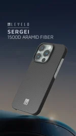 SERGEI 1500D ARAMID FIBER CASE برای آیفون 15 PRO MAX - مشکی - برند لِوِلو Levelo - تصویر 15