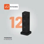 PD20W QC 3.0 1A + 2 TYPE C SOCKET TOWER 3M - BLACK - برند پرودو Porodo - تصویر 6