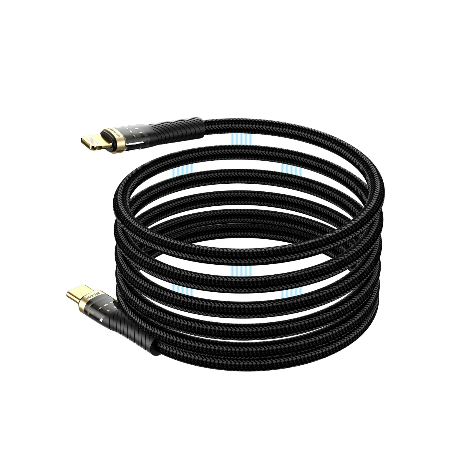 GREEN LION MAGNETIC CABLE USB-C TO LIGHTNING 18W 1M - BLACK کابل مگنتی تایپ سی به لایتنینگ گرین لاین مدل GNMGNTC2LBK - تصویر 1
