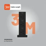 PD20W QC 3.0 1A + 2 TYPE C SOCKET TOWER 3M - BLACK - برند پرودو Porodo - تصویر 5