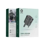 شارژر دیواری MINI دوگانه USB با کابل USB-A به میکرو 1M انگلستان - مشکی - برند گرین لاین Green lion