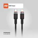 آلوم. کابل بافته آلیاژی TYPE-C به LIGHTNING 30W 1.2M - BLACK - برند پرودو Porodo - تصویر 9