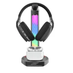 پایه هدفون RGB، شارژ بی سیم و هاب USB-C با لامپ صفحه نمایش 5 وات-مشکی - برند پرودو گیمینگ Porodo gaming - تصویر 6