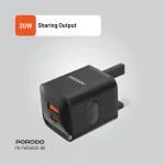 شارژر بریتانیایی PD+QC 20W - مشکی - برند پرودو Porodo - تصویر 7