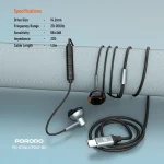 ایرفون سیمی HIFI SOUNDTEC مغناطیسی - مشکی - برند پرودو Porodo - تصویر 10