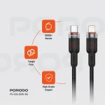 آلوم. کابل بافته آلیاژی TYPE-C به LIGHTNING 30W 1.2M - BLACK - برند پرودو Porodo - تصویر 12