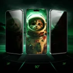 شیشه حریم خصوصی سه بعدی پیکاسو با سینی تراز IPHONE 16 PLUS - مشکی - برند گرین لاین Green lion - تصویر 2