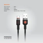 آلوم. کابل بافته آلیاژی USB TO TYPE-C 1.2M - مشکی - برند پرودو Porodo - تصویر 6