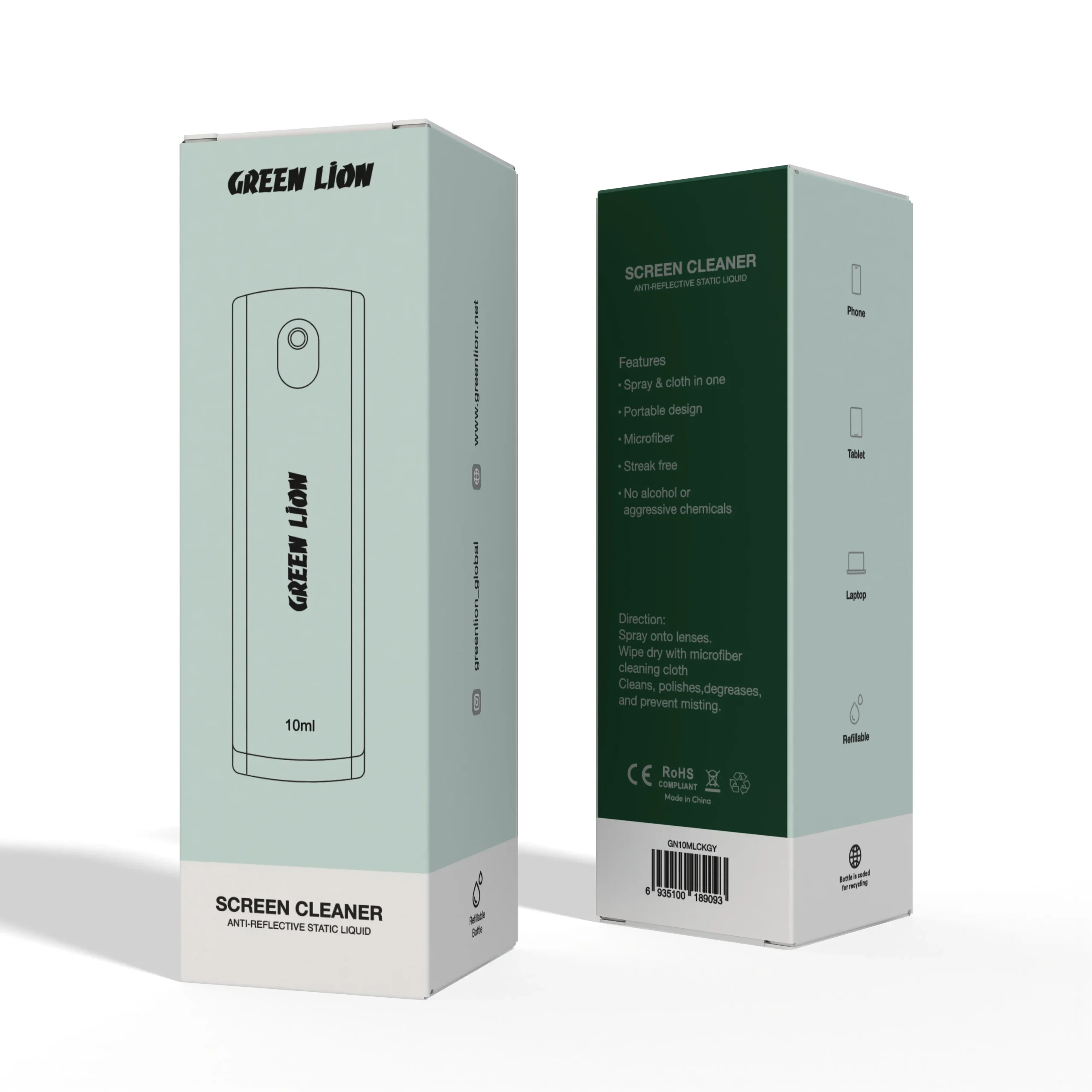 GREEN LION SCREEN CLEANER 10ML - GRAY پاک کننده صفحه 10 میلی لیتر - خاکستری - برند گرین لاین Green lion - تصویر 1