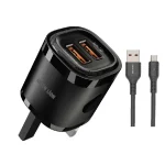 شارژر دیواری MINI دوگانه USB با کابل USB-A به میکرو 1M انگلستان - مشکی - برند گرین لاین Green lion - تصویر 2