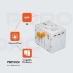 شارژر مسافرتی جهانی PORODO PD65W - خاکستری - برند پرودو Porodo - تصویر 15