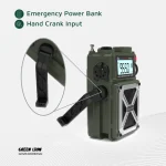 پاوربانک و اسپیکر و رادیو گرین لاین مدل GNVRADIOBTGN خورشیدی رنگ سبز