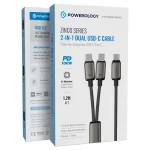 کابل دو سر USB-C پاورولوژی مدل PWDC100D رنگ خاکستری