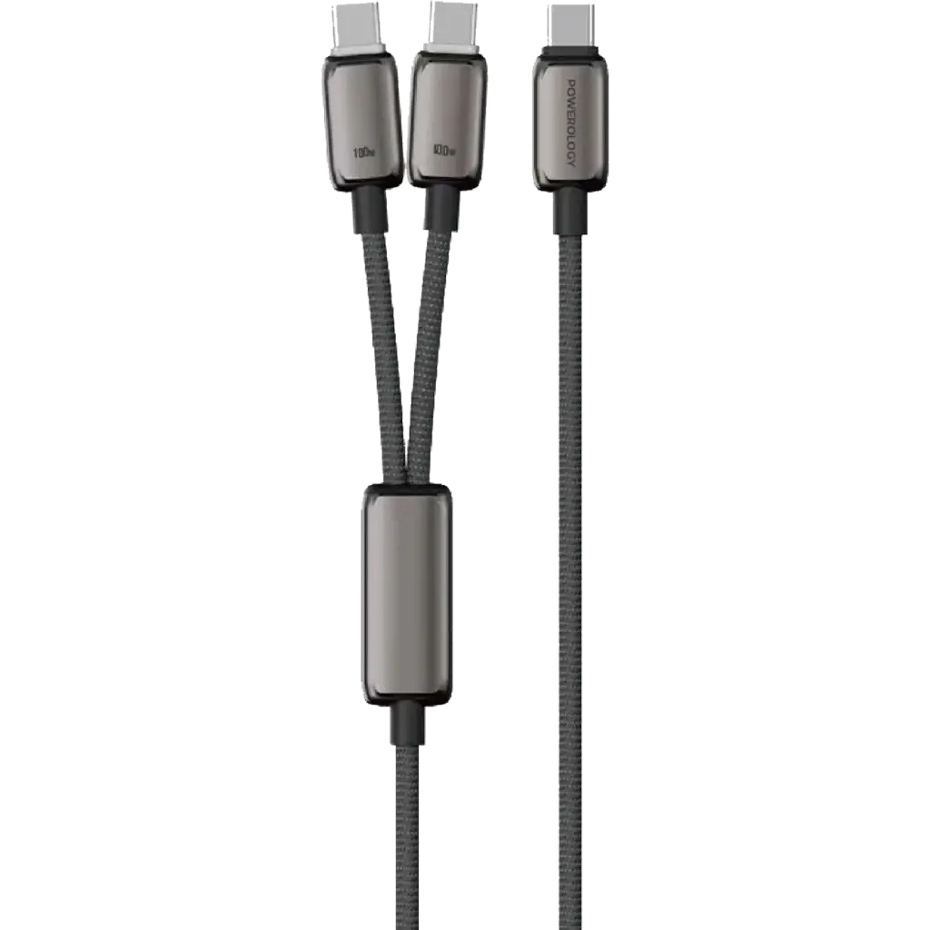 کابل دو سر USB-C پاورولوژی مدل PWDC100D رنگ خاکستری
