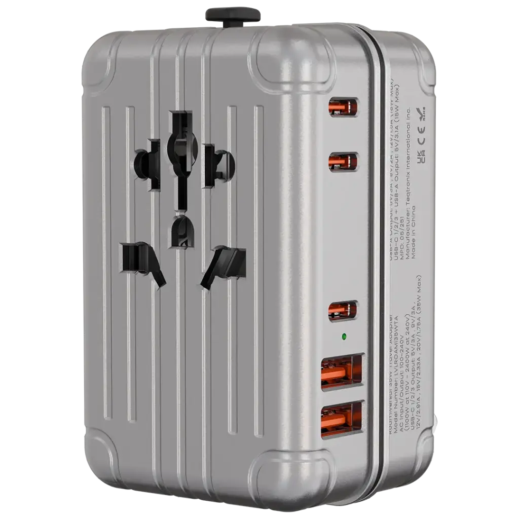 Levelo Roamiversal 2400W Luggage Design Travel Adapter آداپتور مسافرتی 2400 وات لولو مدل LVLROAMI35WTAASL