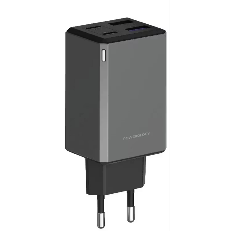 Powerology PD 65W GaN Multi-Port Travel Adapter شارژر دیواری 65 وات پاورولوژی مدل PWCUQC064GR