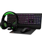 Gaming Set PDX213-BK - 4-in-1, Rainbow Keyboard, 800-3400 DPI Mouse, Black