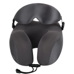 Travel Neck Pillow & 3D Eye Mask - Grey - تصویر 6