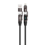 4-in-1 Silicone Cable - 1.2M, Digital Display, Black