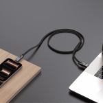 Braided Fast Charging Cable GNBR240W12BK - 240W, Black - تصویر 2