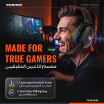 Gaming ALOMA Wired Gaming Headphones 50mm Drivers RGB Soft Over-Ear Pads Mic for PC Consoles - Black - تصویر 2