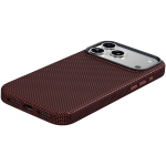 Florenza Woven Fabric MagSafe Case for iPhone 18 Pro/17 Pro 2600GS Drop Protection - Burgundy - تصویر 6