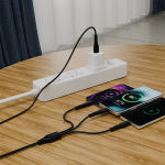 3-in-1 Silicone Cable USB-A to USB-C Micro Lightning 10W Tangle-Free Charge & Sync - Black - تصویر 2
