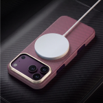 SERGEI 1500D Aramid Fiber Case for iPhone 18 Pro Max, World's Slimmest MagSafe Kevlar Case - Burgundy - تصویر 2
